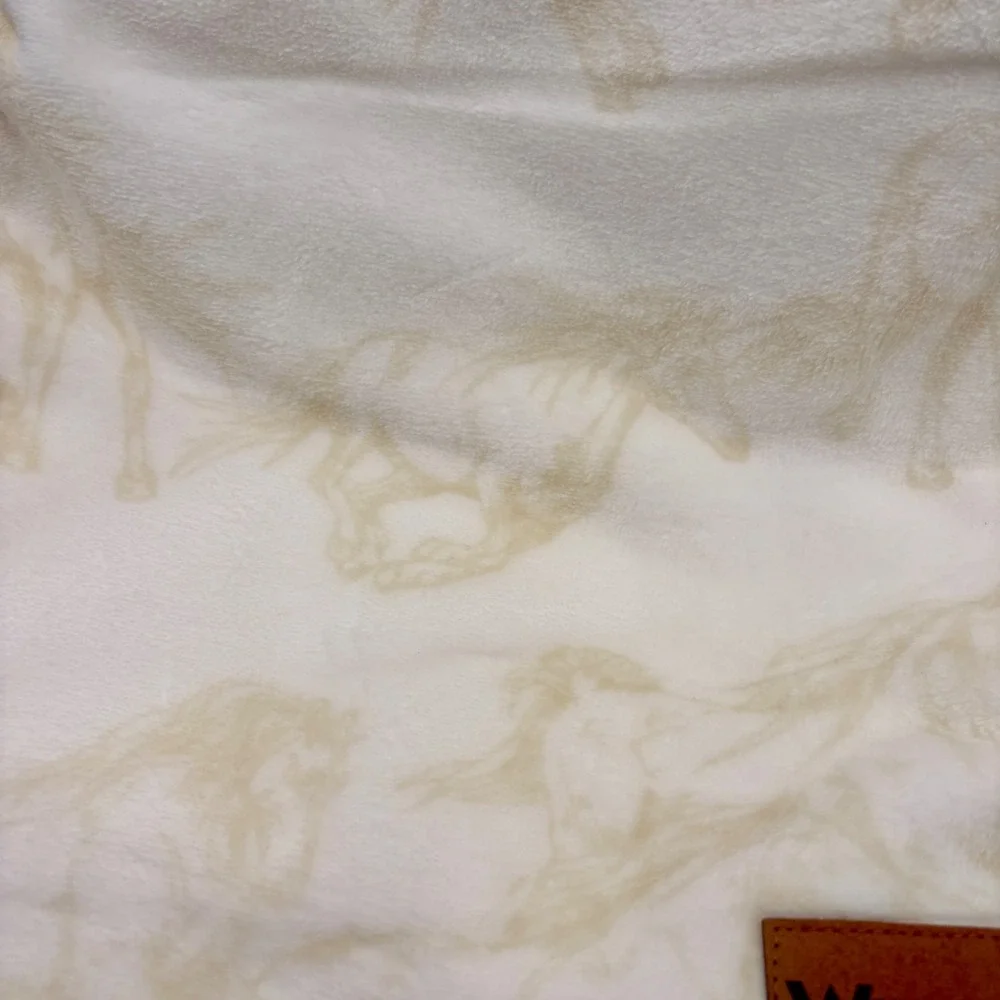 Wrangler Oversized‎ Ultra Plush Throw Cream Tan Horse Print Blanket 60x70 NEW